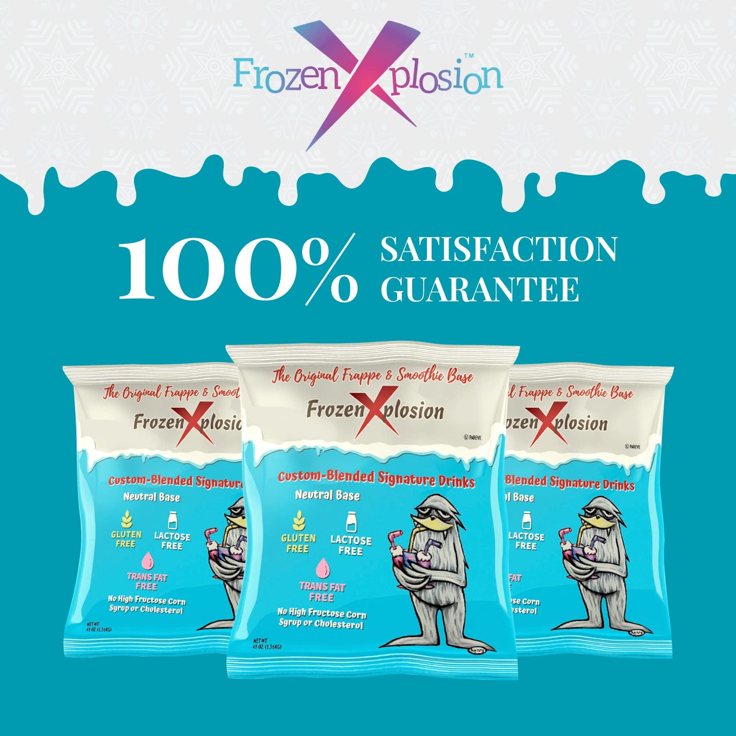 Frozen Xplosion Original Frappe & Smoothie Powder Mix Base, 12 Bags - Make Your Own Frappuccinos, Granitas, Soft Serve Ice Cream