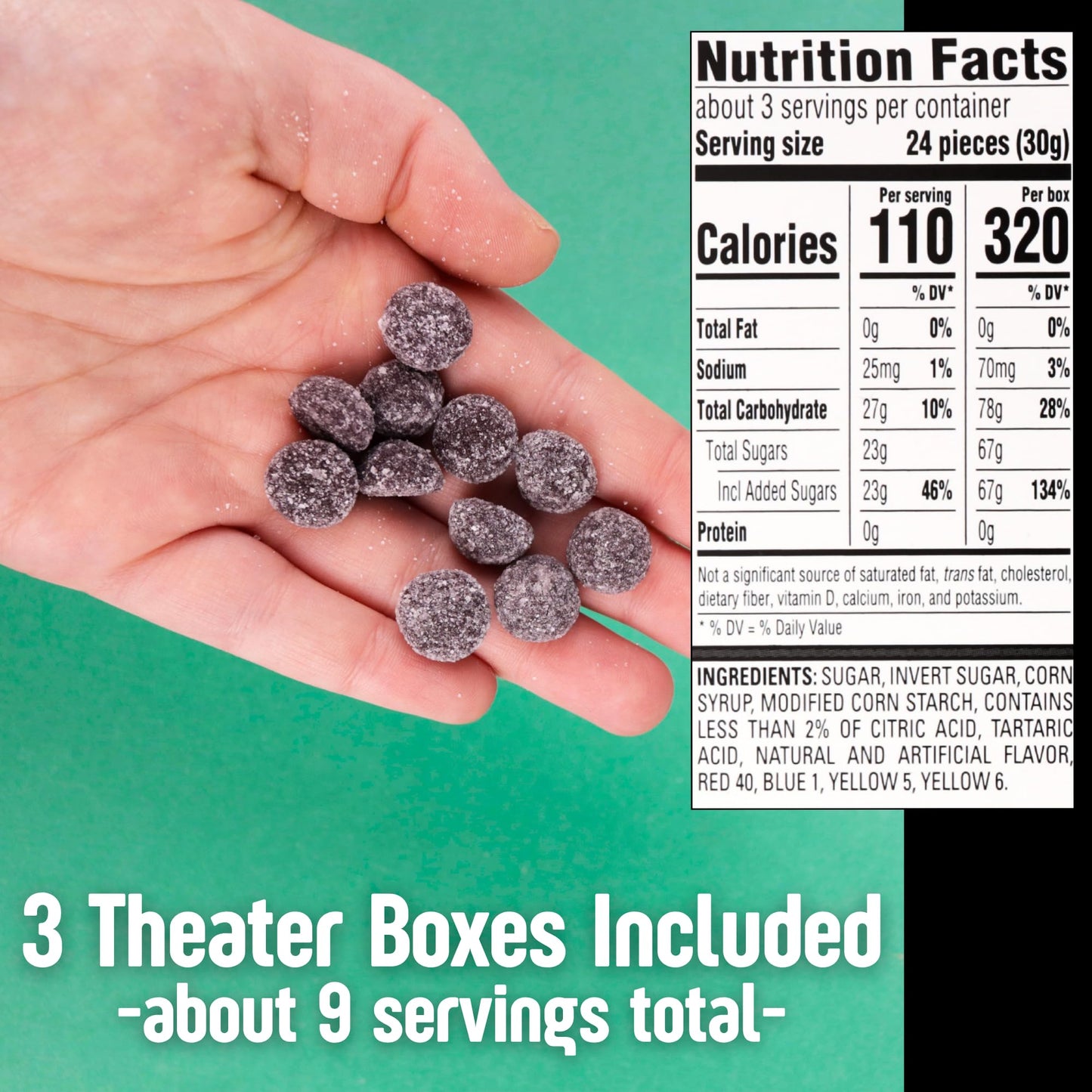 Holiday Sour Patch Kids Coal Theatre Box, Shareable Size Gummy Candy Packs, Stocking Stuffer, Gift Filler, Movie Night Candies,