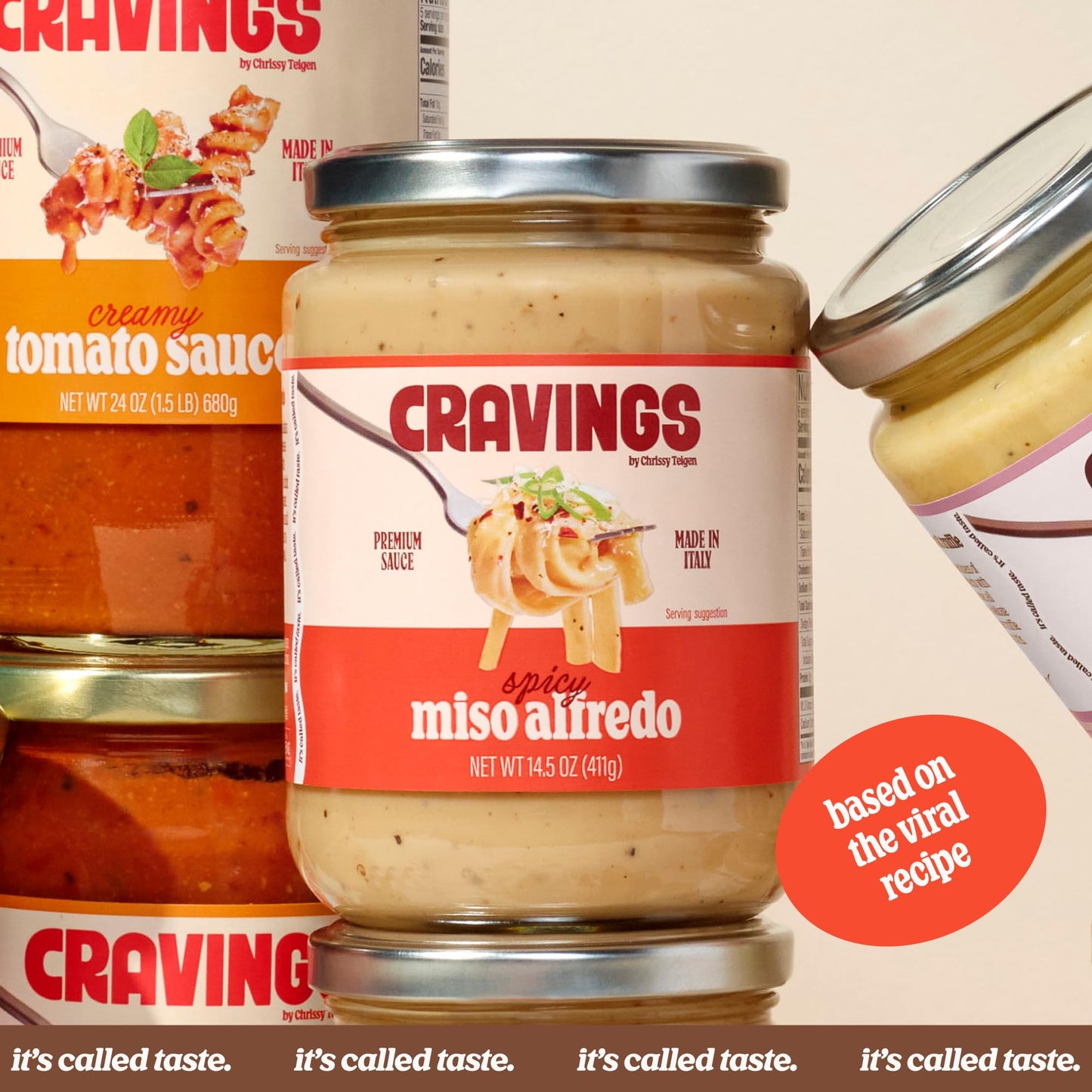 Cravings by Chrissy Teigen 2 Pack Spicy Miso Alfredo Pasta Sauce | Creamy Italian Alfredo Sauce Jar with Cheese & Chili | Import
