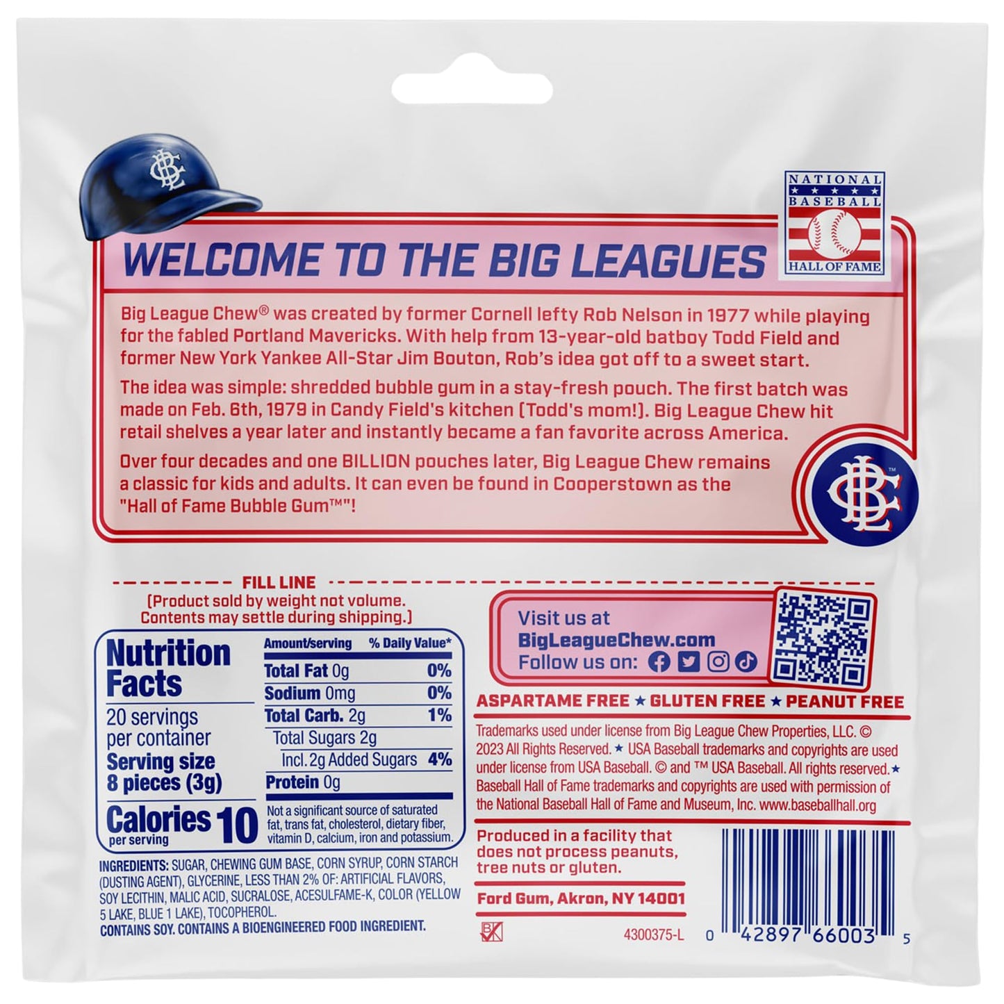 Big League Chew Watermelon Bubble Gum 3-Pack - 2.12oz Packets - Softball Candy for   and Party Favors