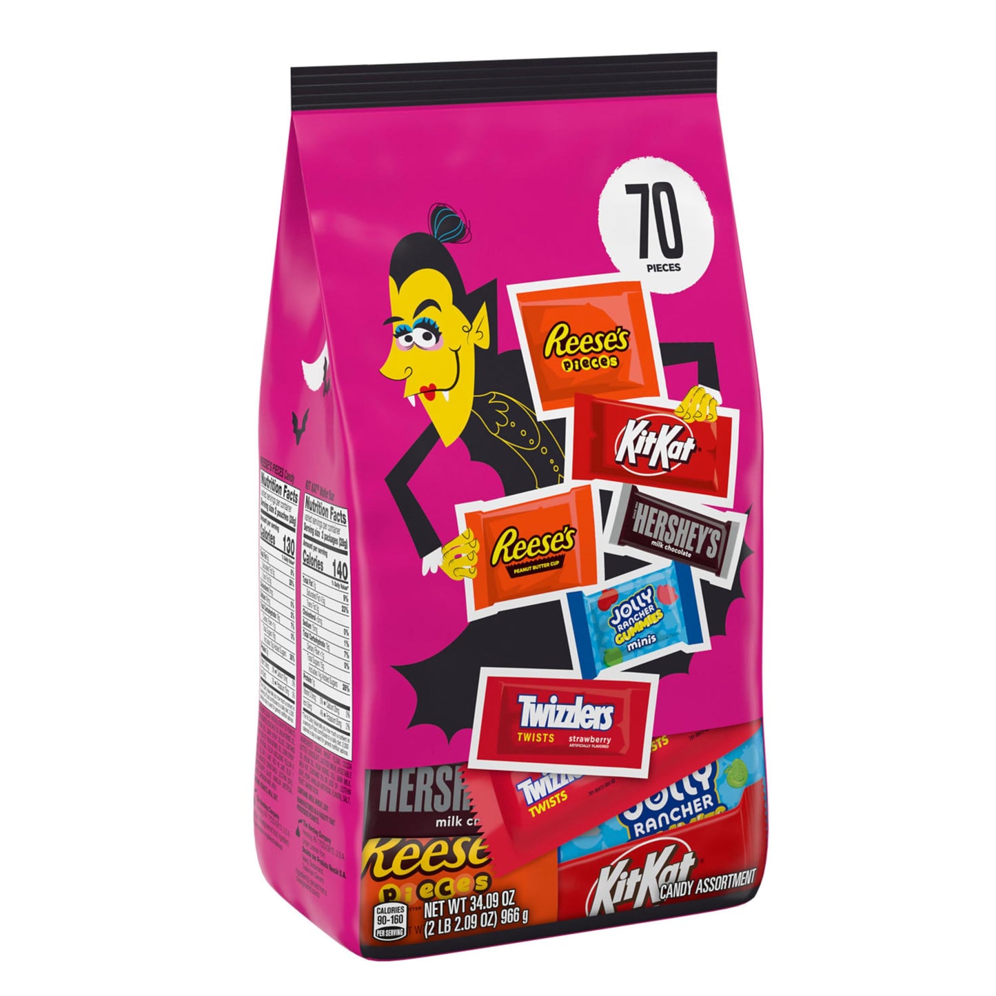 HERSHEYS Assorted Flavored, Halloween Candy Bulk Bag, 34.09 oz (70 Pieces)