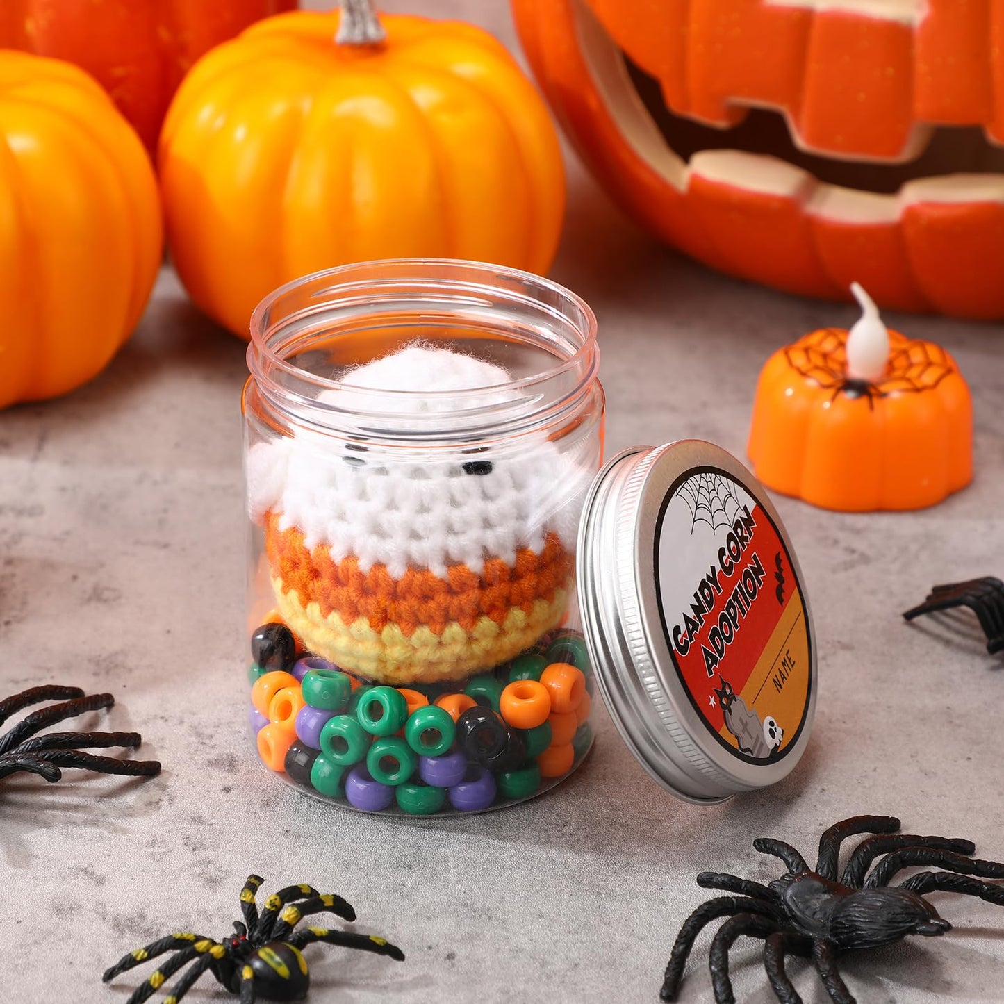 Poen Halloween Candy Corn Boo Basket Stuffers Halloween DIY Toy Plush Crochet Candy Corn Handmade Doll Ghost Spooky Creepy Horro