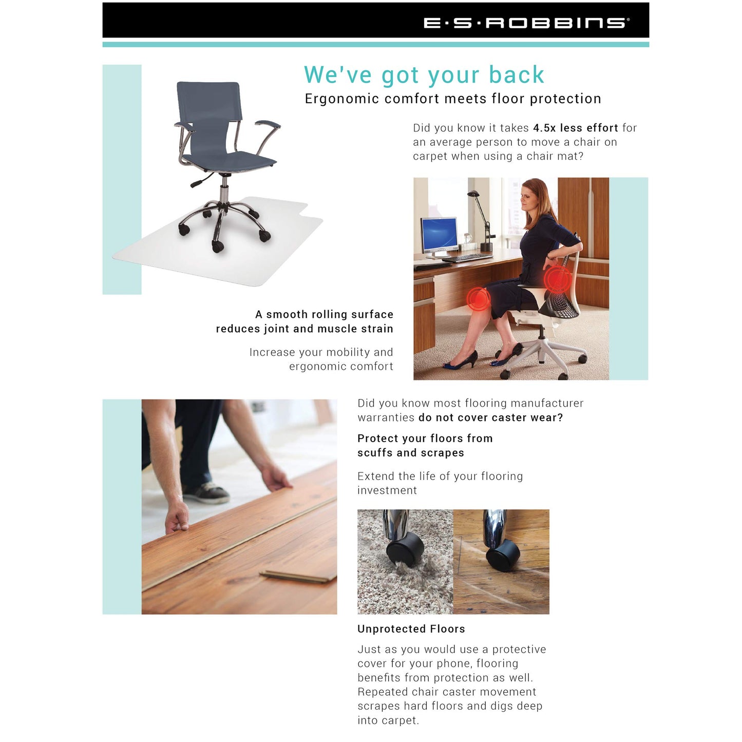 Chair Mat For Carpet- Low Pile, 46 By 60-Inch Rectangle, Clear Vinyl
