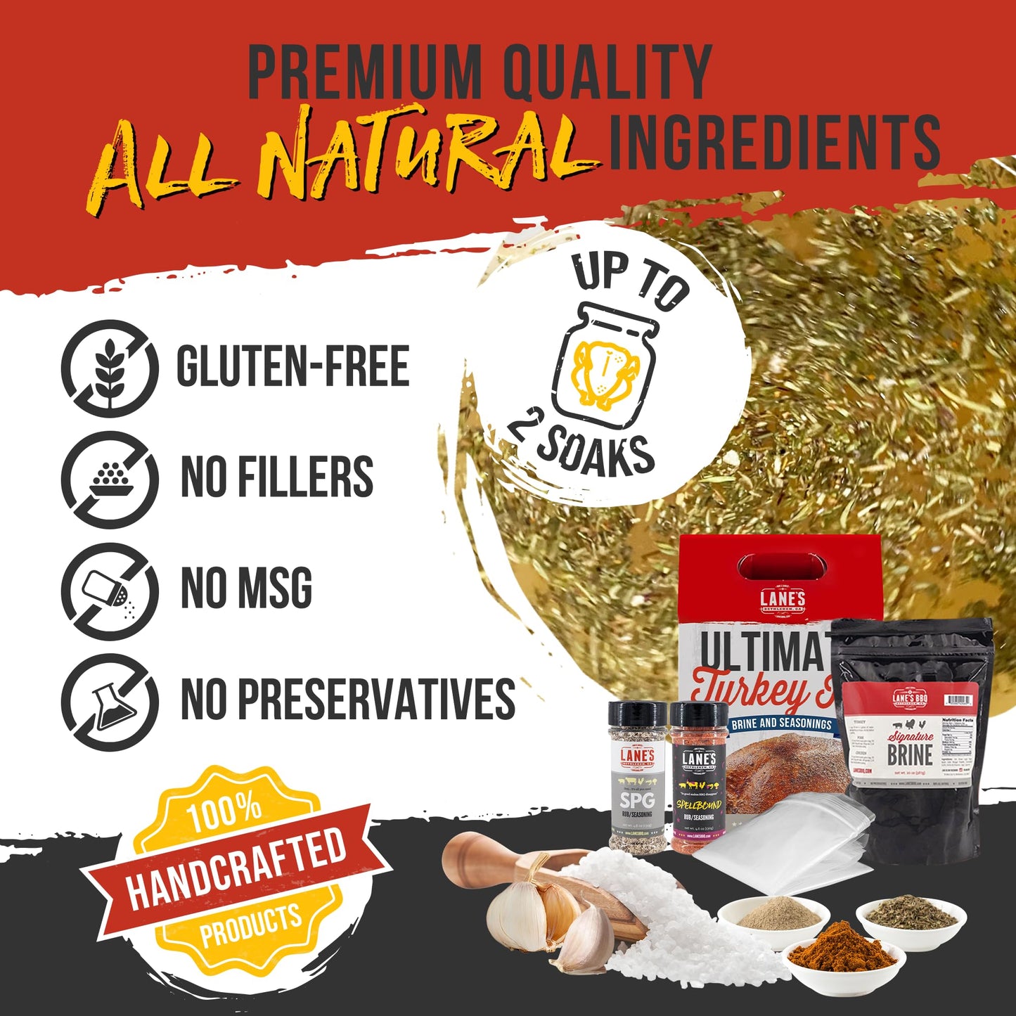 Lanes Ultimate Turkey Brine Kit With Bag & 1 Spellbound And 1 Spg Seasoning, 100% Natural, No Preservatives, No-Msg, Gluten-Free