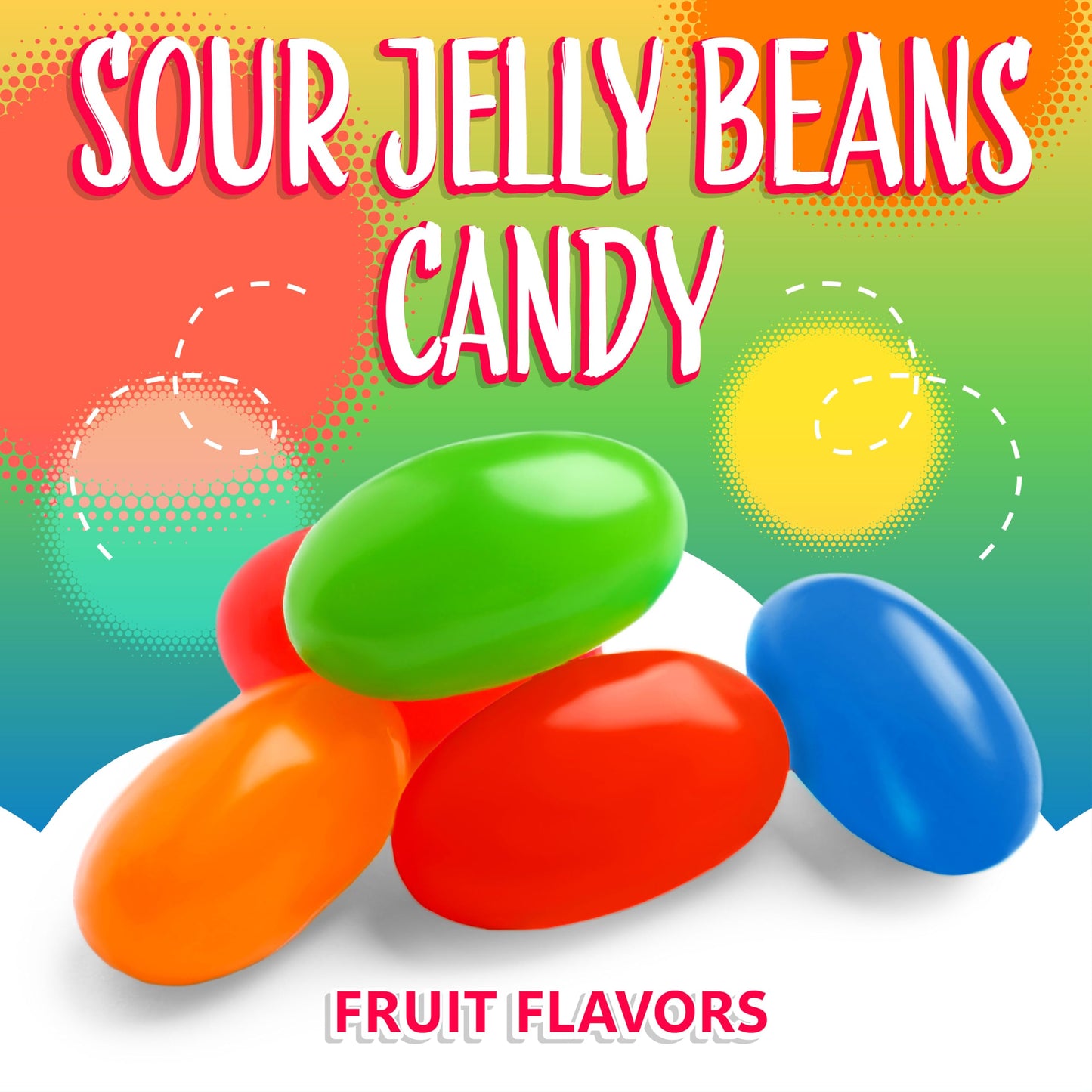 Sour Jelly Beans Candy | 2-Pound Pack | Assorted Zesty Fruit Flavors
