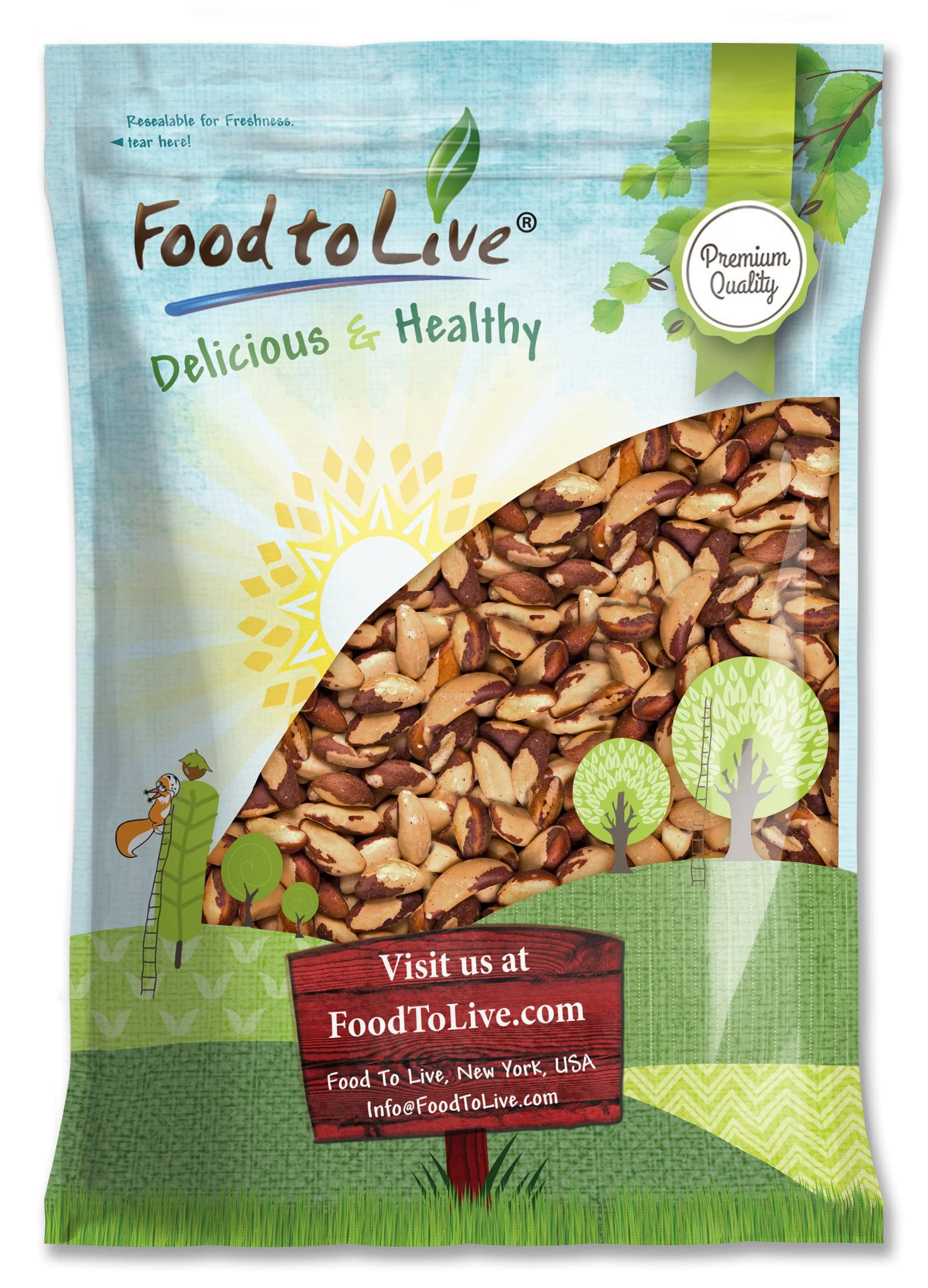 Food to Live Dry Roasted Brazil Nuts, Unsalted, Vegan, Kosher, 8 Pounds