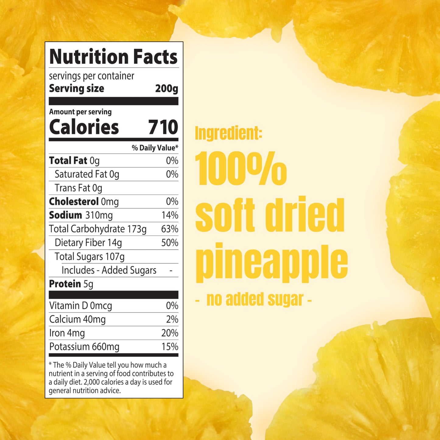 Yuth Farm Plant-Based Soft & Chewy Dried Fruit - Deliciously Healthy Snack 300G(10.6 Oz) (Pineapple)