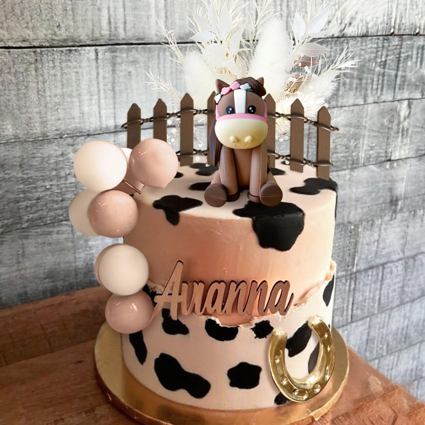 JeVenis Boho Horse Cake Decoration, Cowgirl Topper, Small Size, Brown Plastic, Model JeVenis-USA-1473