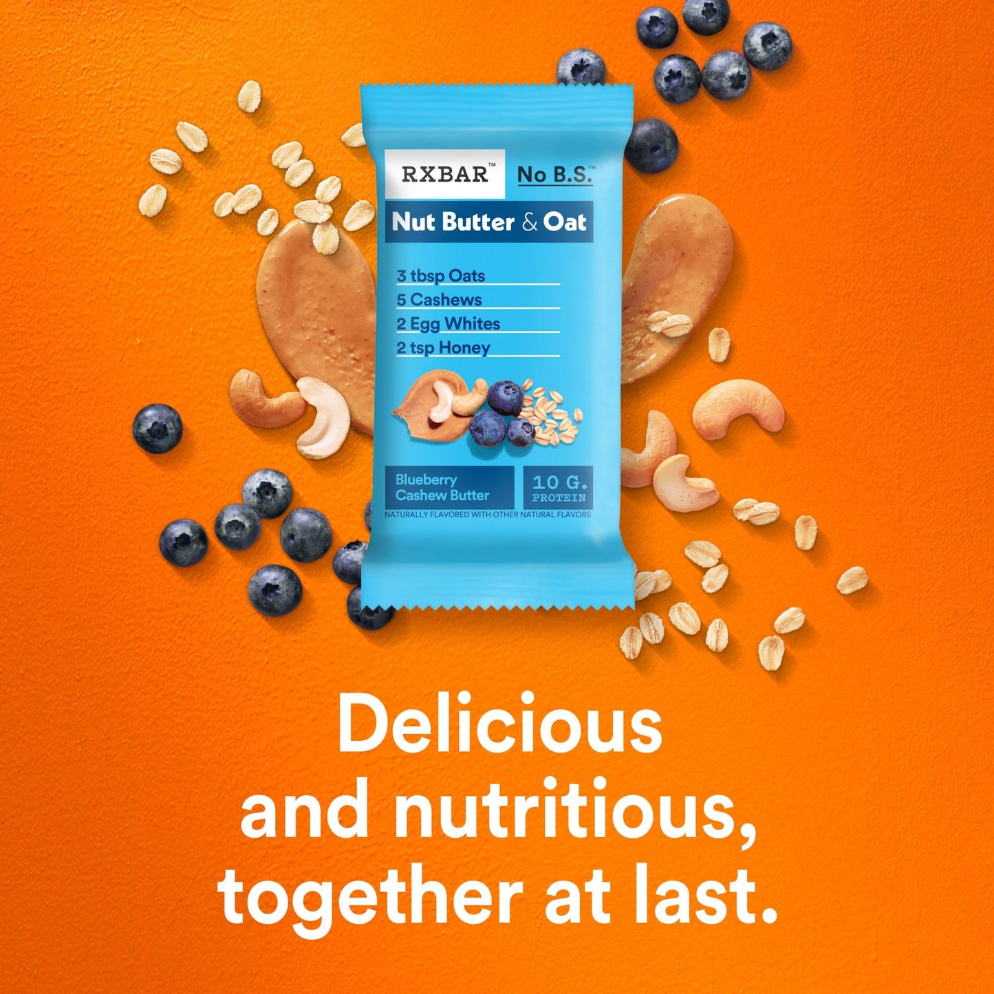 Rxbar Nut Butter And Oat Protein Bars, Protein Snacks, Snack Bars, Blueberry Cashew Butter, 23.2Oz Box (12 Bars)