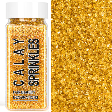Gold Sprinkles, Gold Sanding Sugar Crystals, 4.6 oz Edible Sparkling Sugar for Baking Topping, Cupcakes, Cookies, Ice Cream & Ca