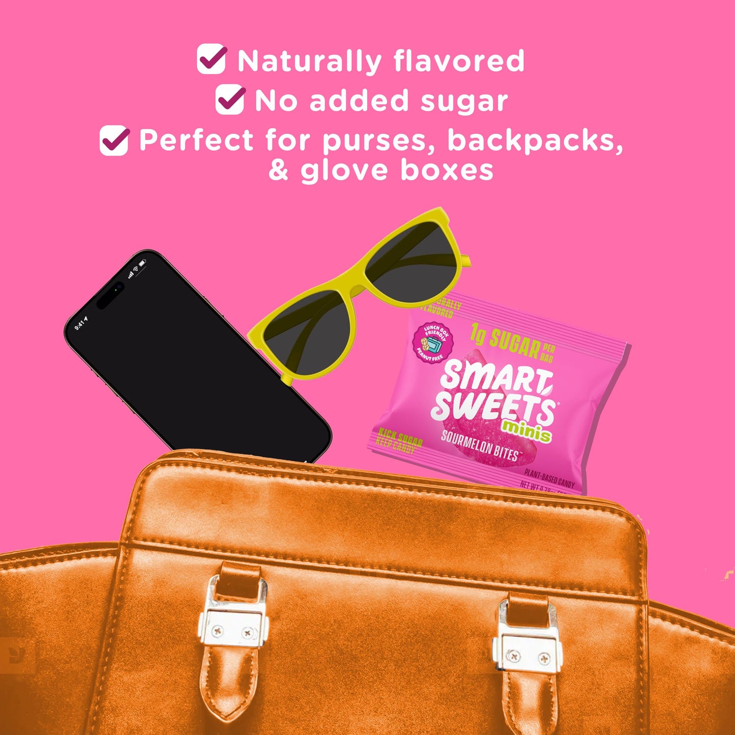 SmartSweets Sourmelon Bites Minis Snack Pack | 0.78 oz (Pack of 8) | Low Sugar and Calorie Sour Gummy Candy | Healthy Snacks for