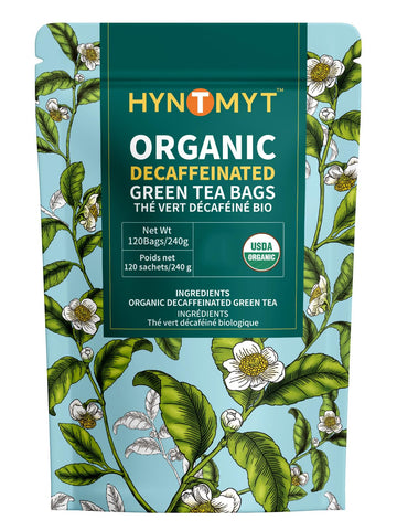 Hyntmyt Organic Decaffeinated Green Tea Bags, Usda Organic Decaf Green Tea, Fresh & Smooth Taste, Unsweetened, 120 Count