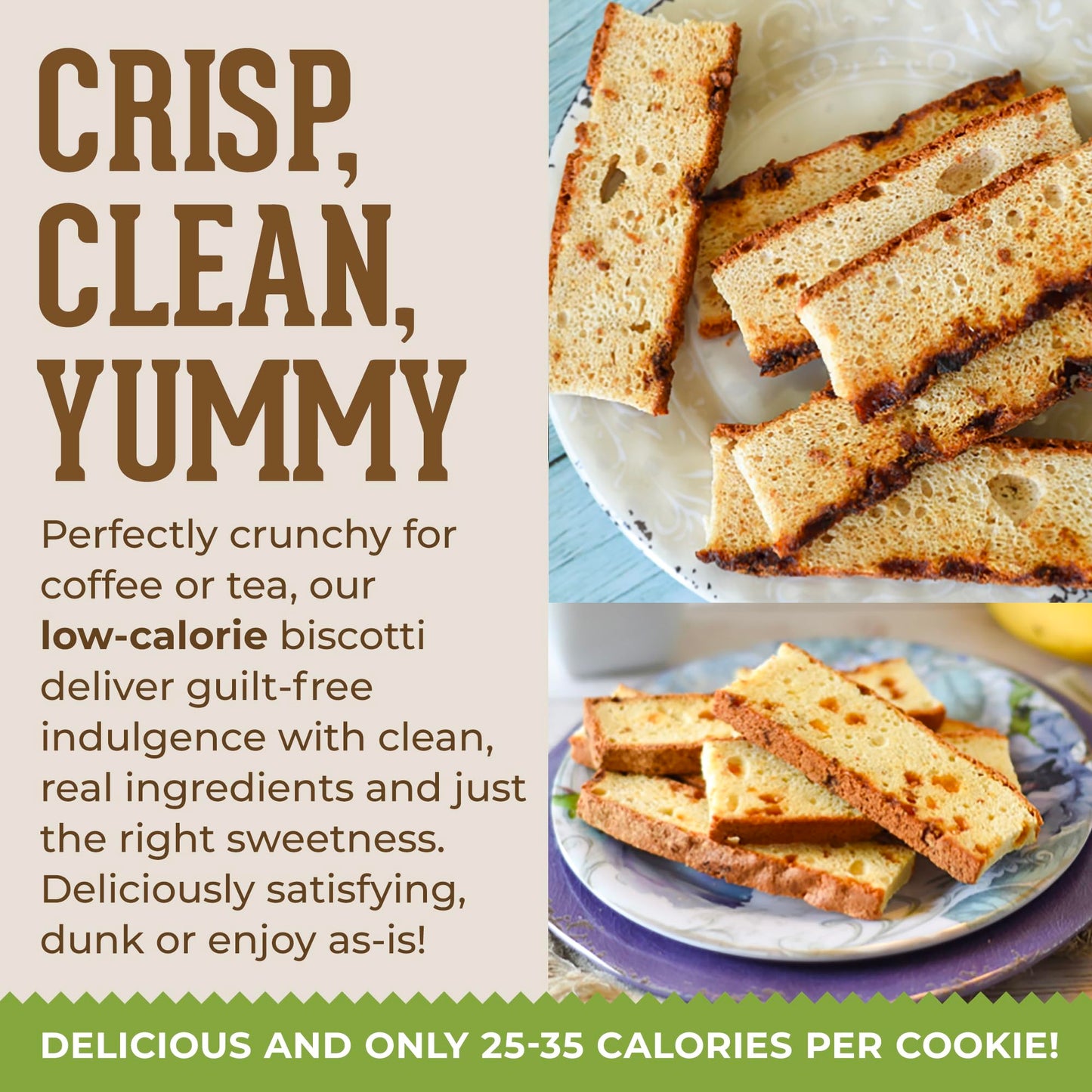 Dijas Natural Foods, Individually Wrapped Fat Free Biscotti Cookie, All Natural Preservative Free Ingredients, Delicious Low Cal