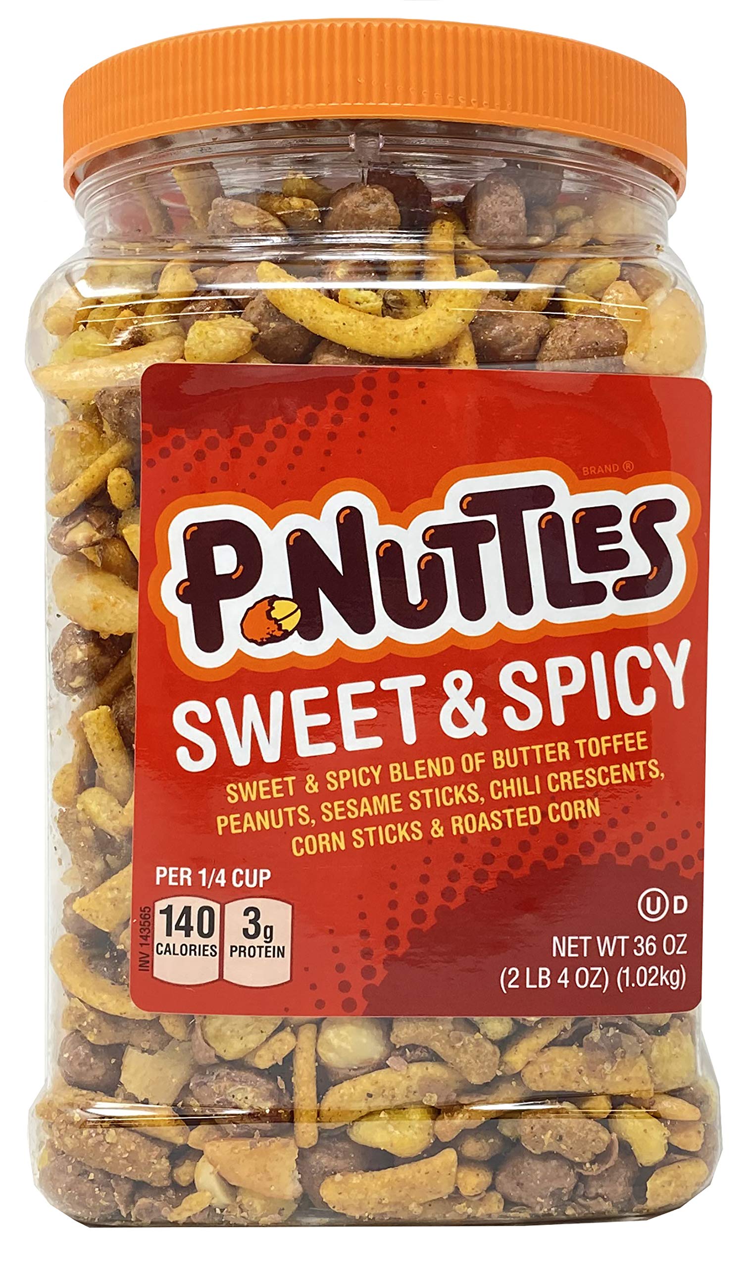 P-Nuttles Sweet & Spicy Butter Toffee Peanuts Jar (36 Ounces) Made in the USA, Kosher