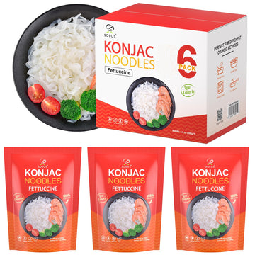 Soeos Konjac Noodles, Fettuccine Pasta, Low Calorie, Low Carb, Keto and Paleo Friendly Shirataki Noodle, Gluten-Free, Fat Free, 