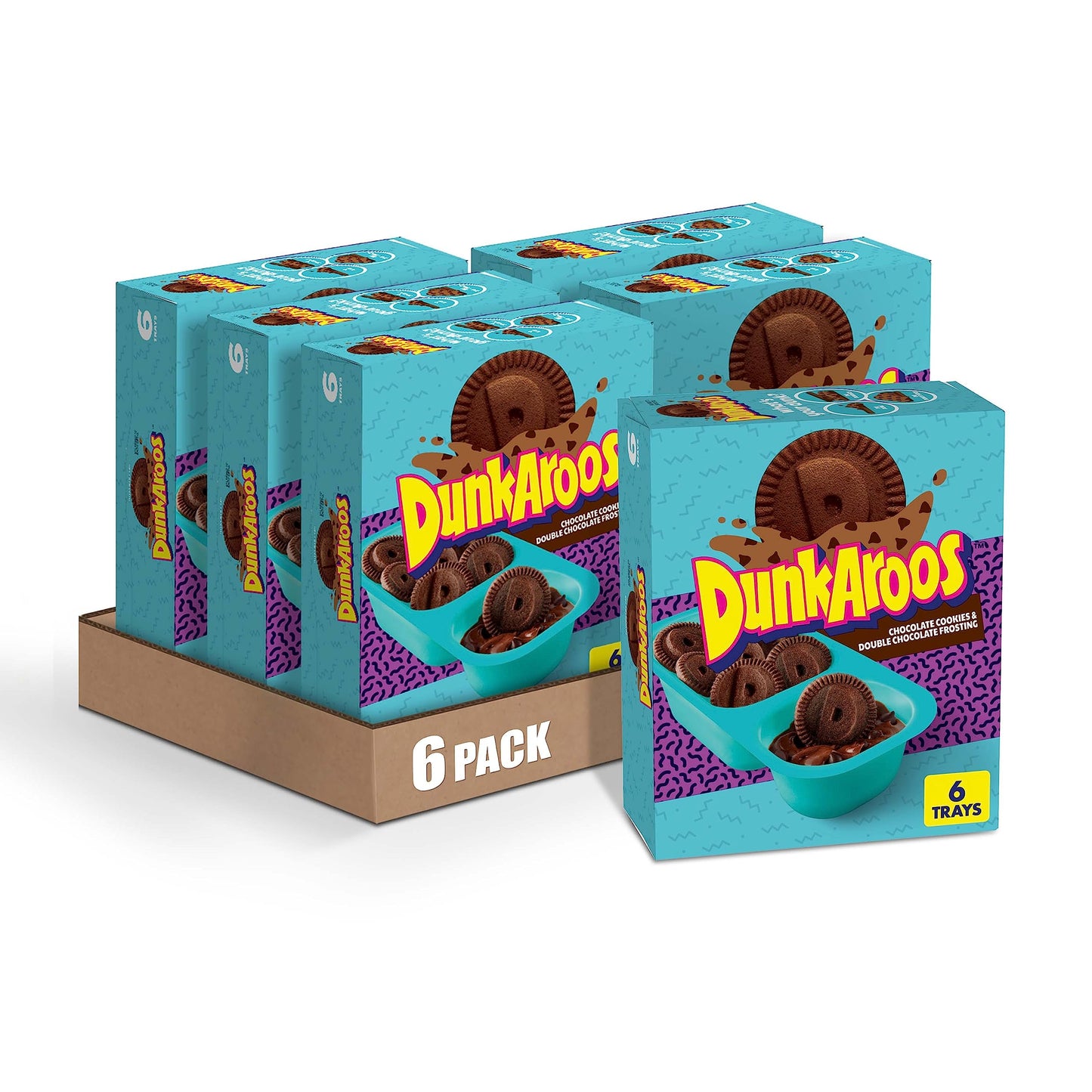 DunkAroos Chocolate Cookies and Double Chocolate Frosting, 6 Count (Pack of 6)