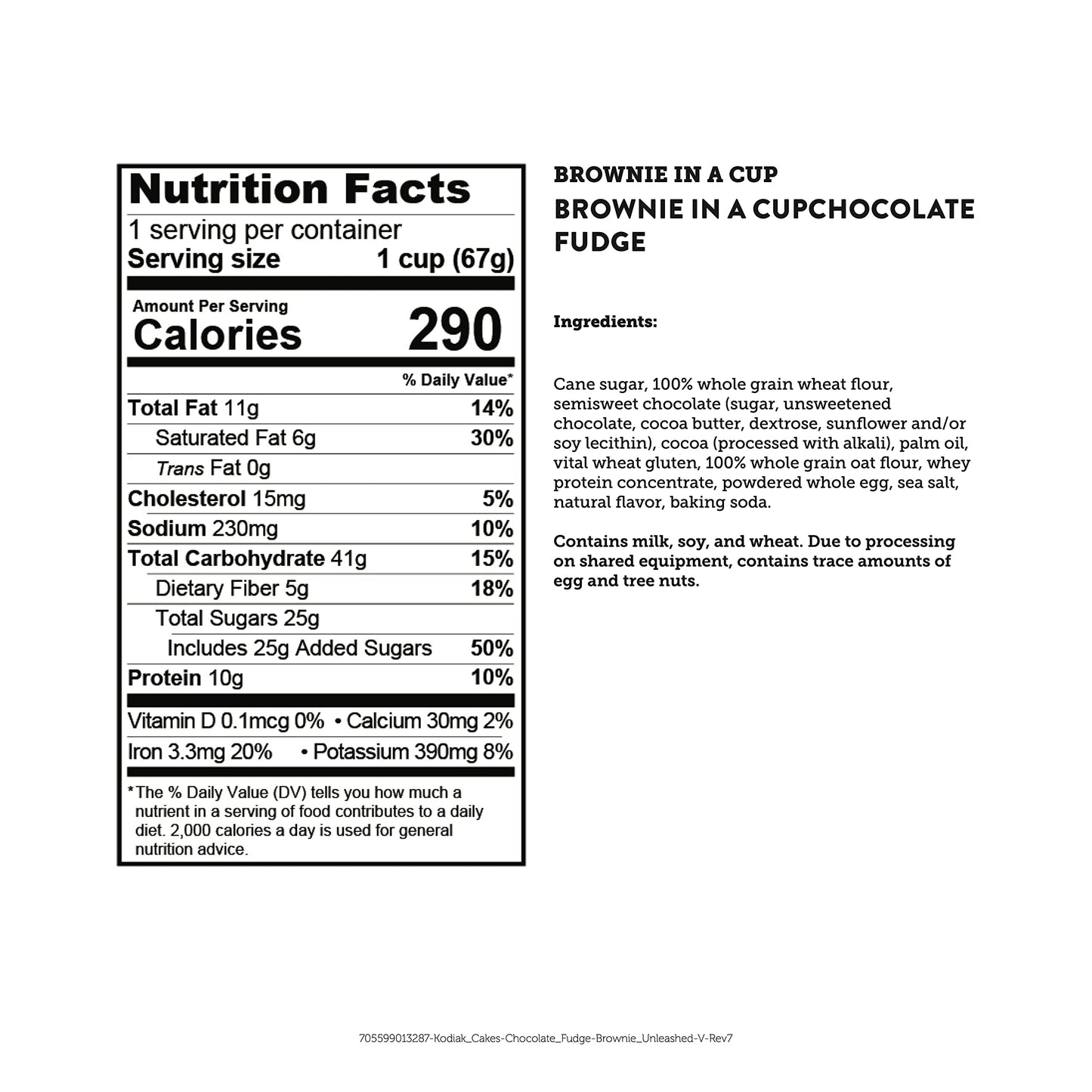 Kodiak Cakes Chocolate Fudge Brownie in a Cup, 2.36 Ounce (Pack of 12), Natural