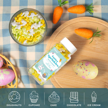 Cobakey Easter Sprinkles For Cookies 3.52 Ounce Spring Sprinkles For Baking Yellow & Green Edible Bunny Perfect For Easter Cake