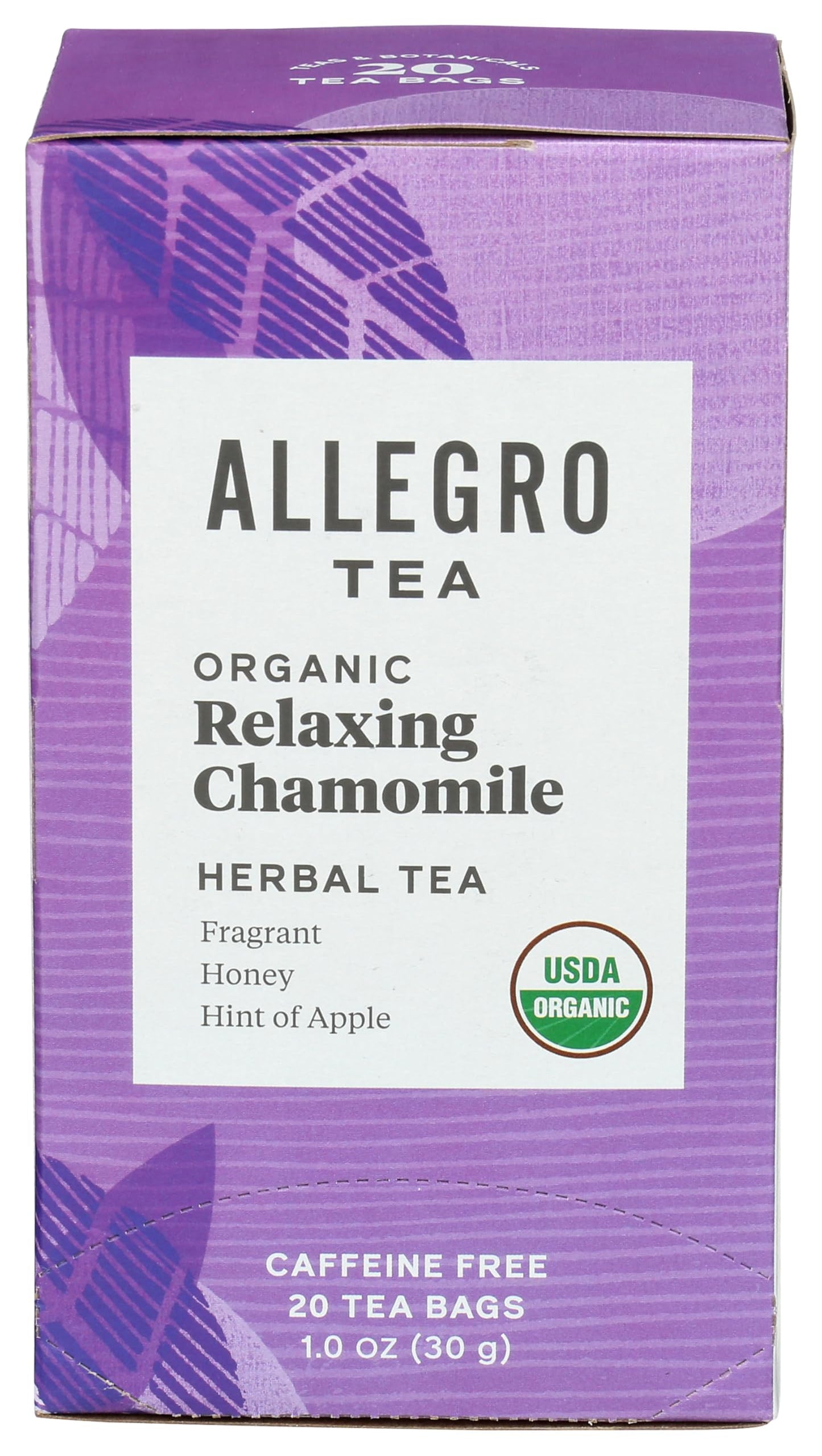 Allegro Tea Organic Chamomile Tea Bags, Relaxing Herbal Infusion, 20 Count