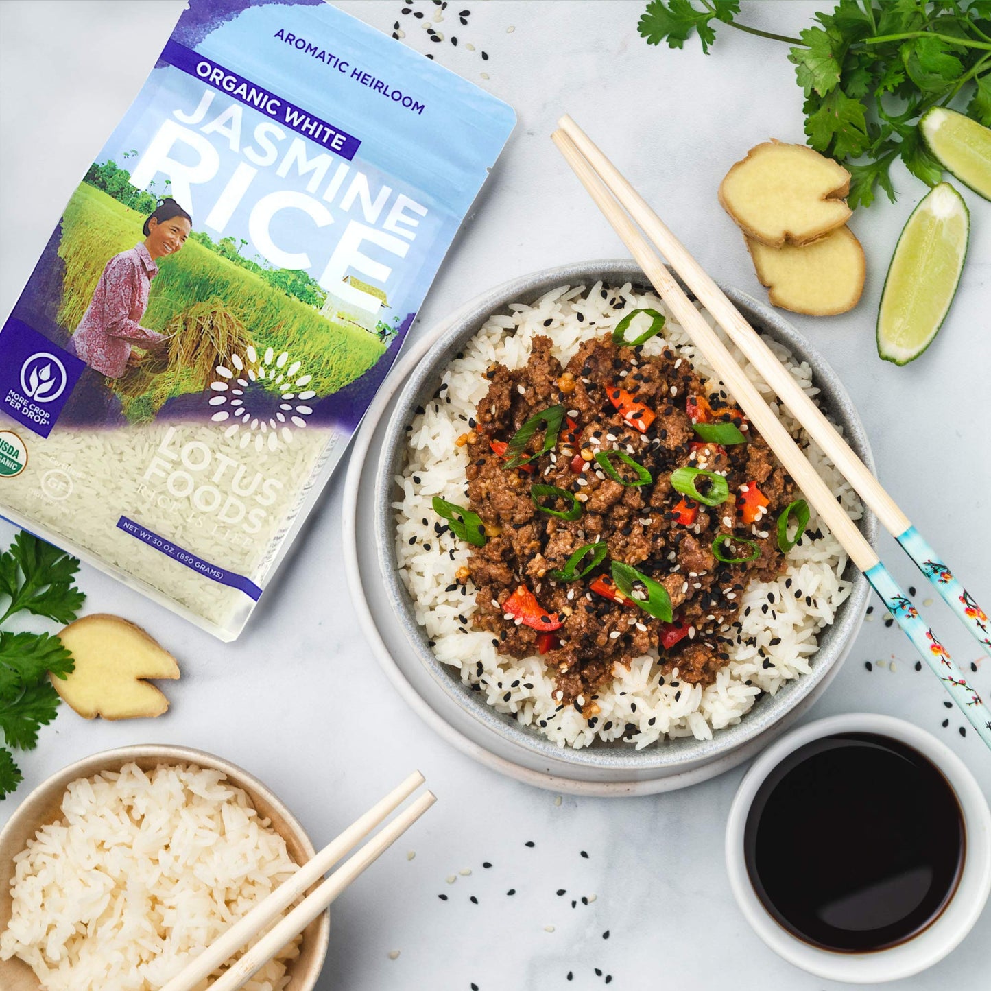 Lotus Foods Organic White Jasmine Rice - Jasmine Rice, Gluten Free White Rice, Organic Rice, Long Grain Asian Sticky Rice, Usda Organic, Vegan, Gluten Free - 30 Oz (Pack Of 6)