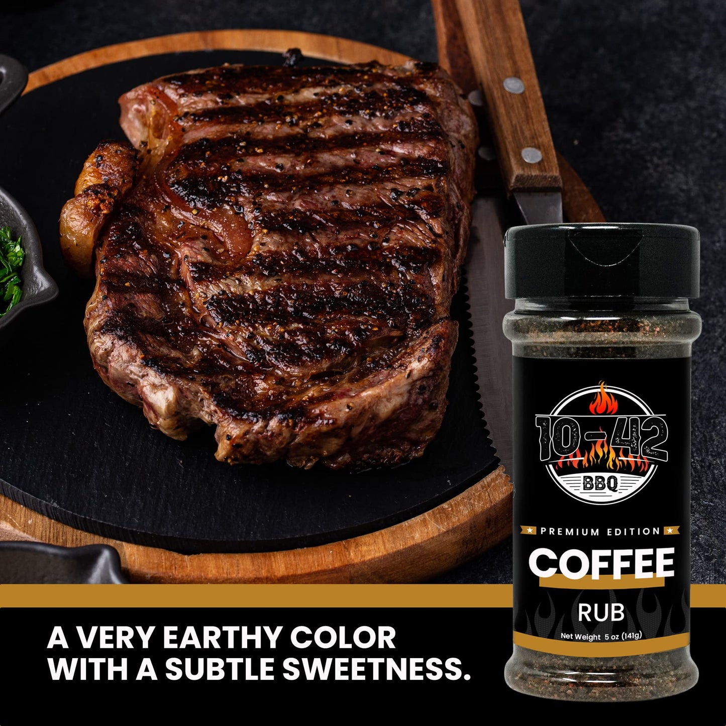 Five Star Seasonings BBQ Coffee Meat Rub, NO MSG, Low Sodium, 5 oz