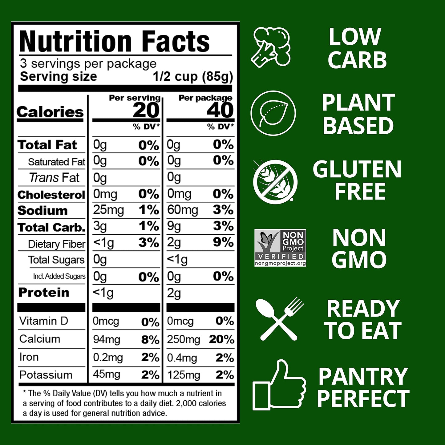 Kitchen & Love Riced Cauliflower 8 oz (6 Pack) - Low Carb, Vegan, Gluten Free, Ready to Eat, Dairy Free, Microwaveable, Shelf Stable