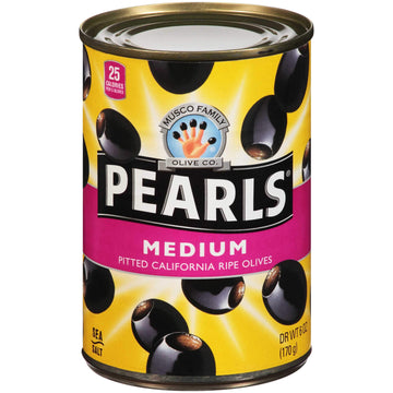 Pearls Medium Ripe Pitted Olives, Pack of 12, 6 oz Cans