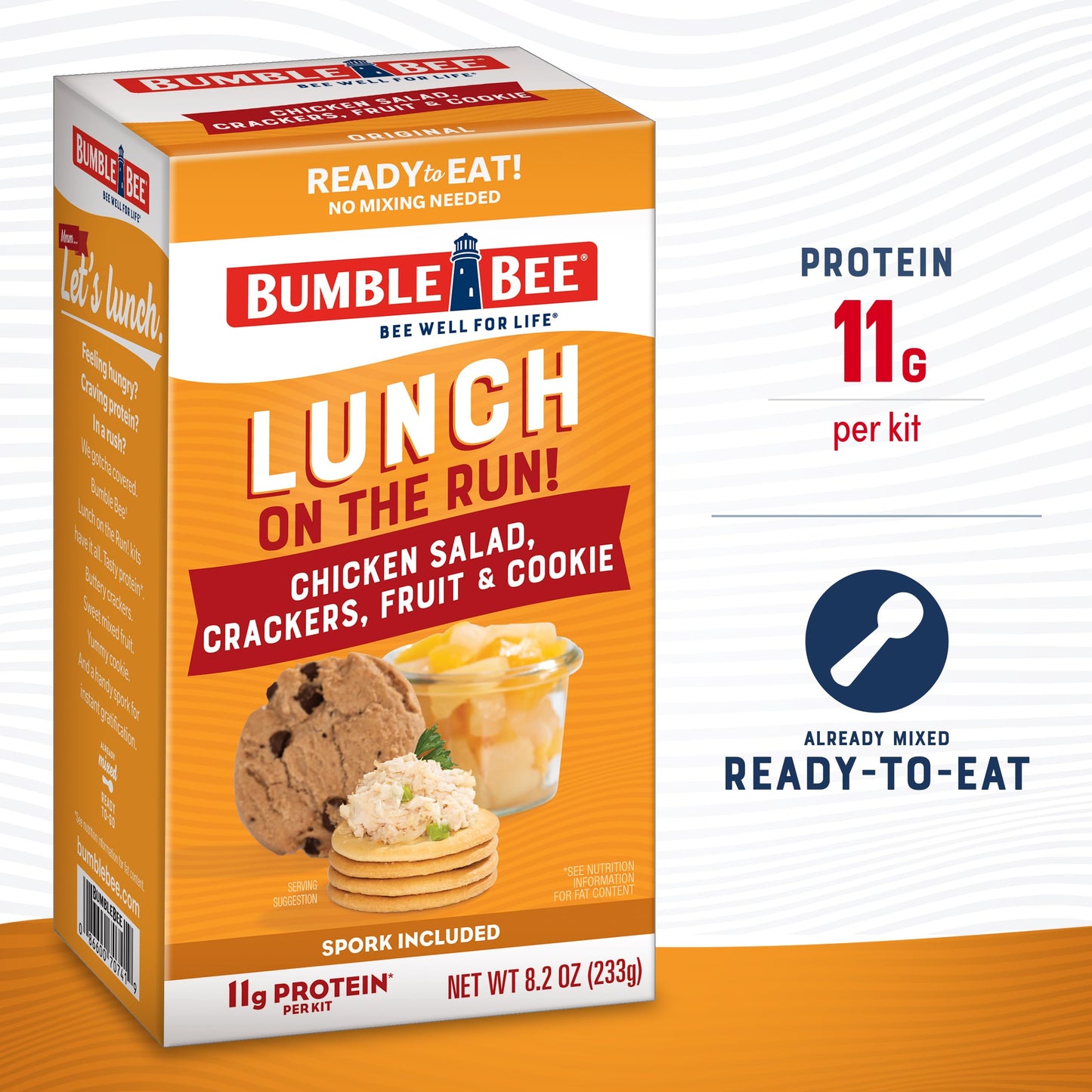 Bumble Bee Lunch On The Run Chicken Salad with ers Kit  8.2 oz - Ready to Eat  Includes ers  Cookie & Mixed Fruit - Shelf Stable & Convenient Source of Protein