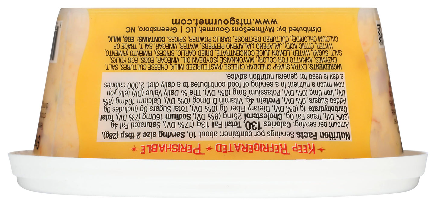 Mythreesons Spicy White Cheddar Pimento Cheese, 10 Oz