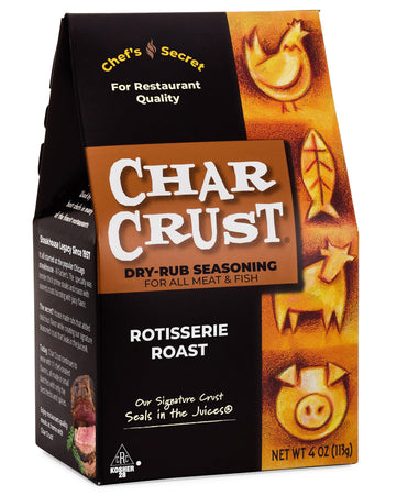 Char Crust Dry-Rub Seasoning, Rotisserie Roast, for Chicken, Prime Rib, Roasts and Potatoes, 4-Ounce (Pack of 1)