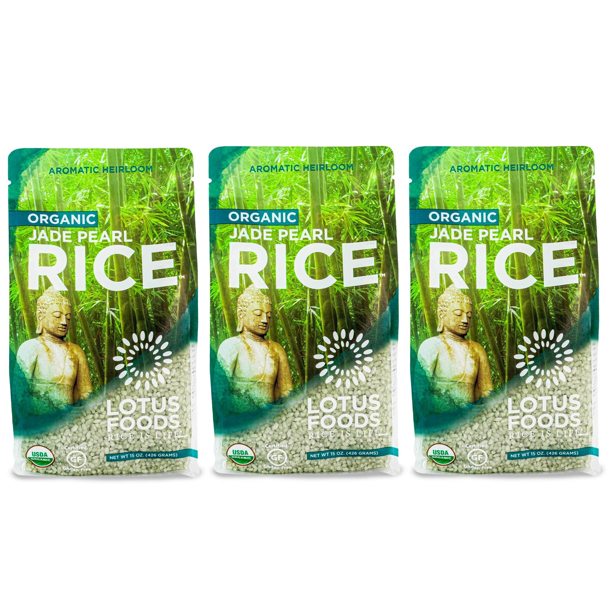 Lotus Foods Organic Jade Pearl Rice - Gluten Free Sushi Style Pearled Rice, Infused with Bamboo Extract, Vegan, Non GMO, Use for