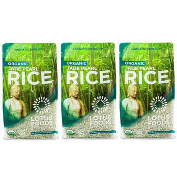 Lotus Foods Organic Jade Pearl Rice - Gluten Free Sushi Style Pearled Rice, Infused with Bamboo Extract, Vegan, Non GMO, Use for