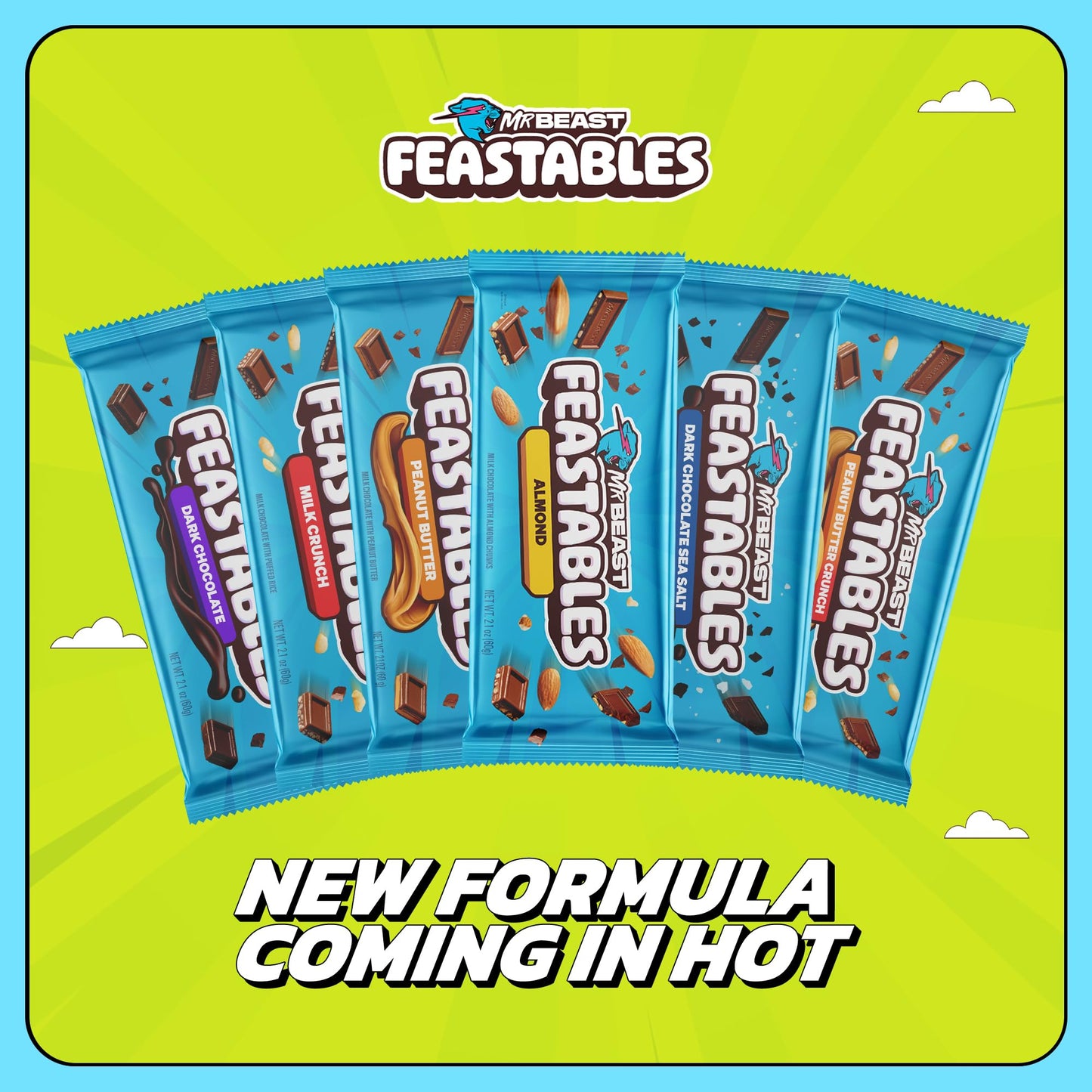 Feastables MrBeast Milk Chocolate Chocolate Bar, Full Size Bar for Adults & Kids, Candy Bars, Snacks, Gifts, or Dessert, Sweet &