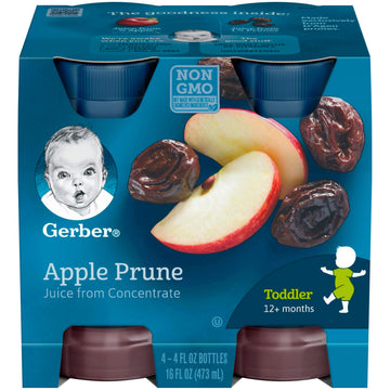 Gerber 100% Juice Apple Prune, 4 Fl Oz (Pack Of 24)