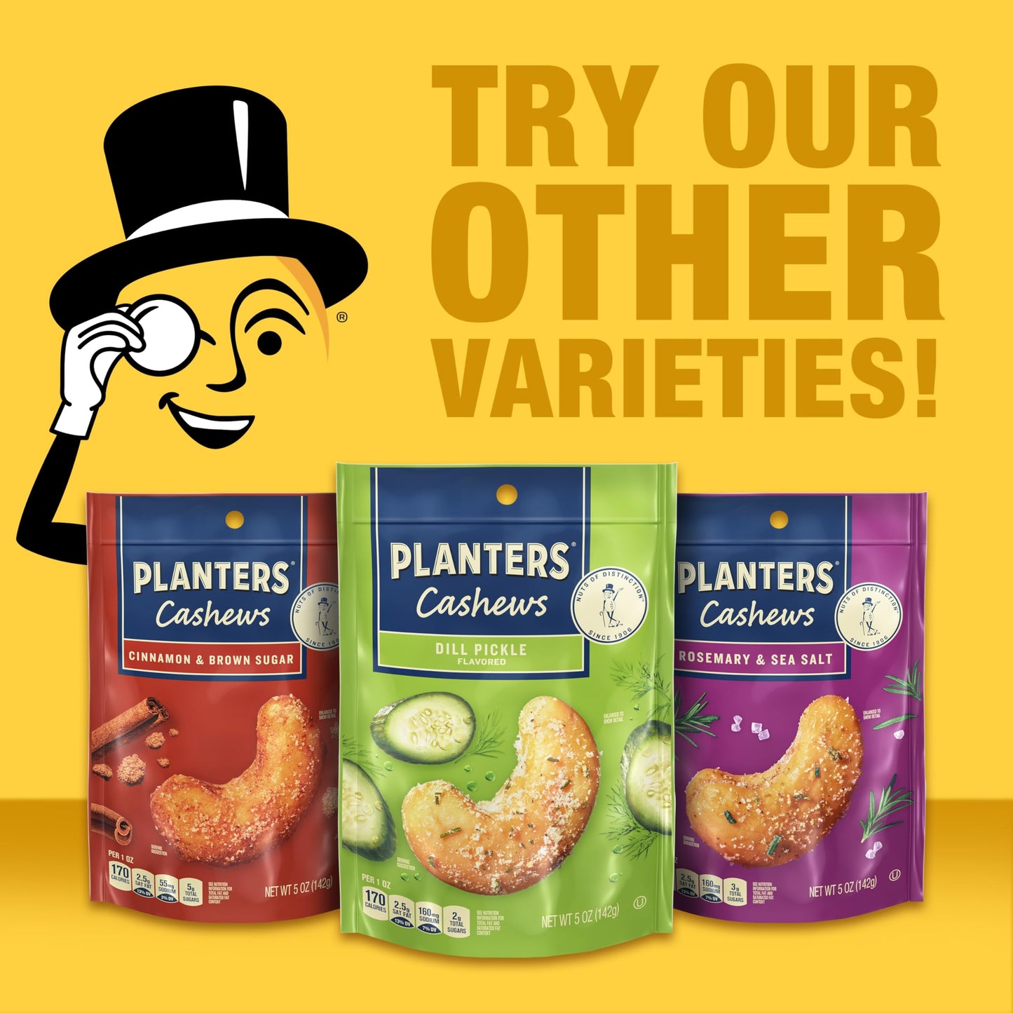 PLANTERS Cashews Rosemary & Sea Salt  Party Snacks  5 Oz Bag