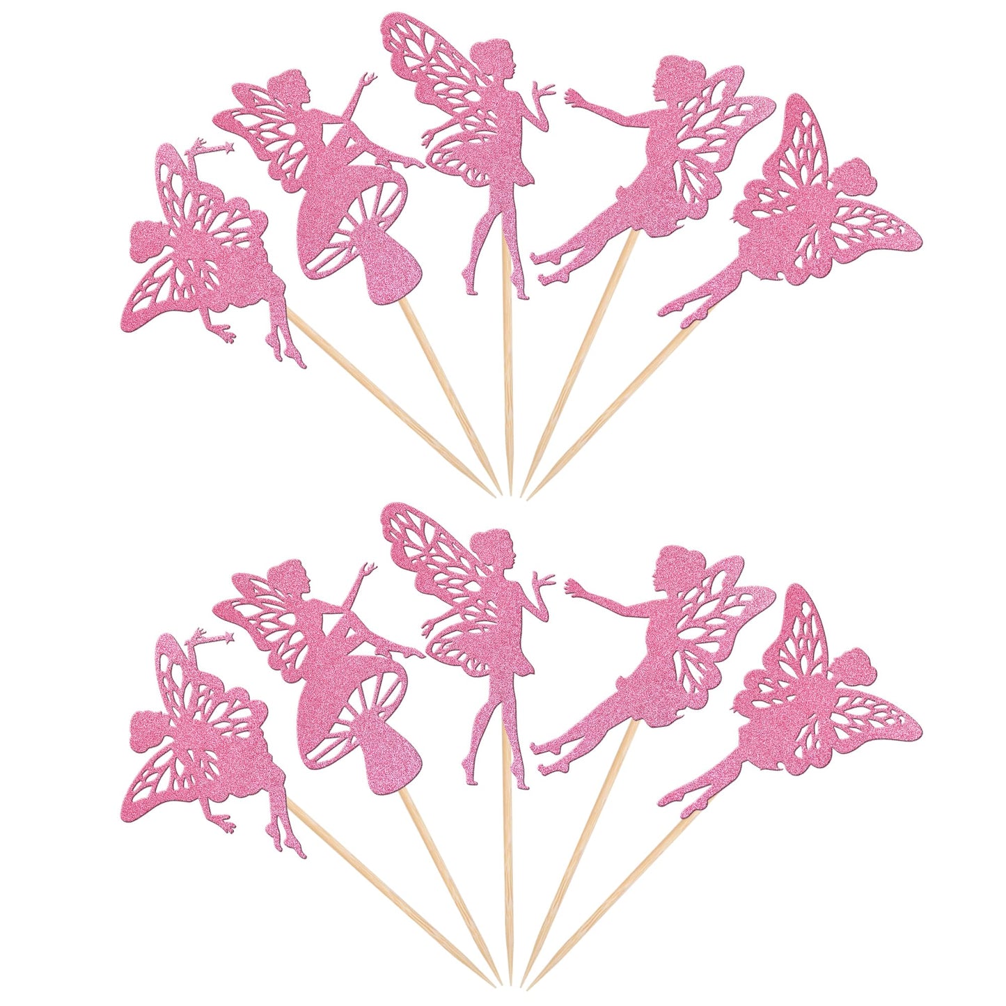 30 Pcs Fairy Cupcake Toppers Glitter Flower Angel Fairy Cupcake Picks Ballet Dancer Cake Decorations For Wedding Bridal Shower B