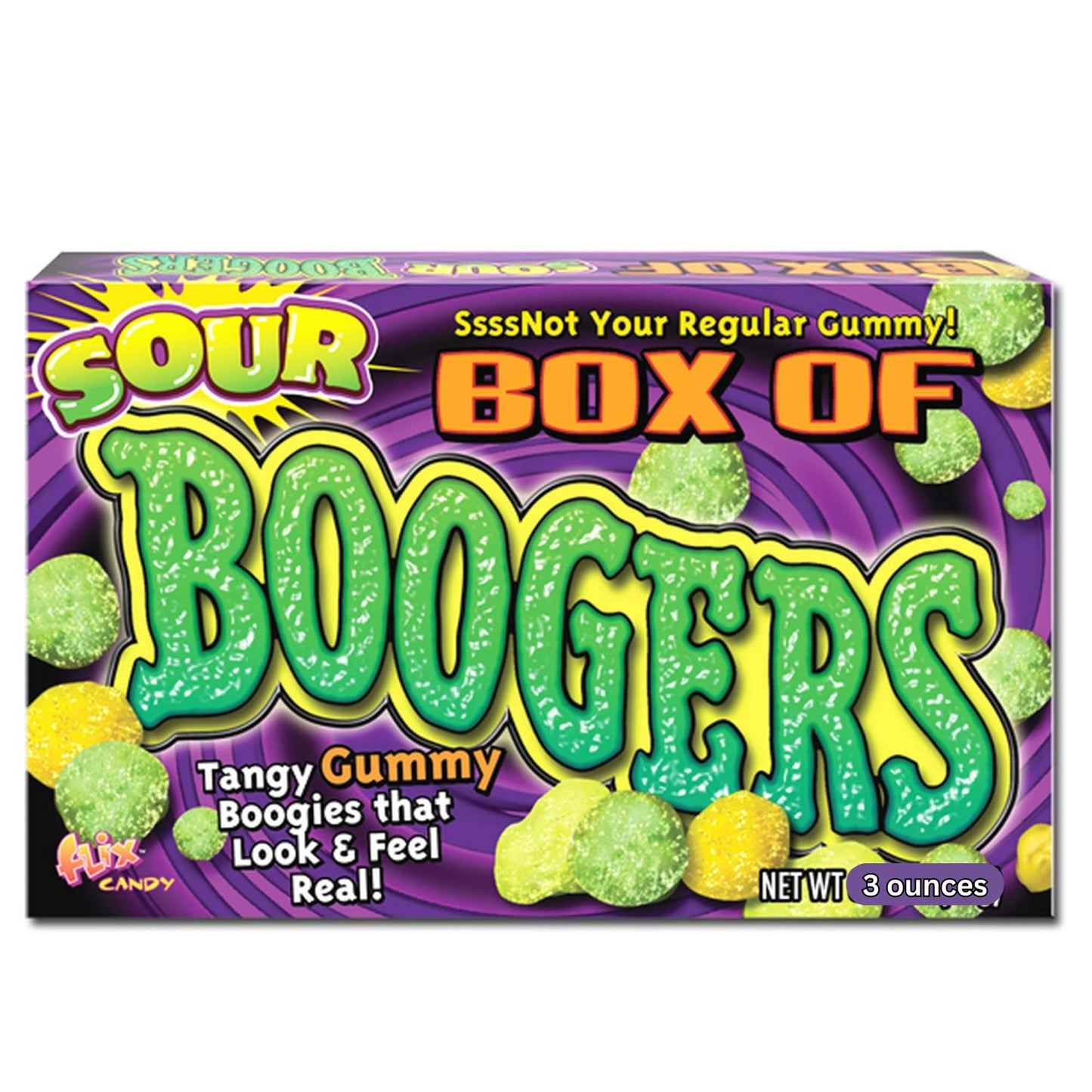 Needzo Sour Box Of Booger Gummies, Tangy Gummy Candy Boogers Movie Theater Box Shareable Candy, Gag Gift Prank Or Christmas Stocking Stuffers, Pack Of 3