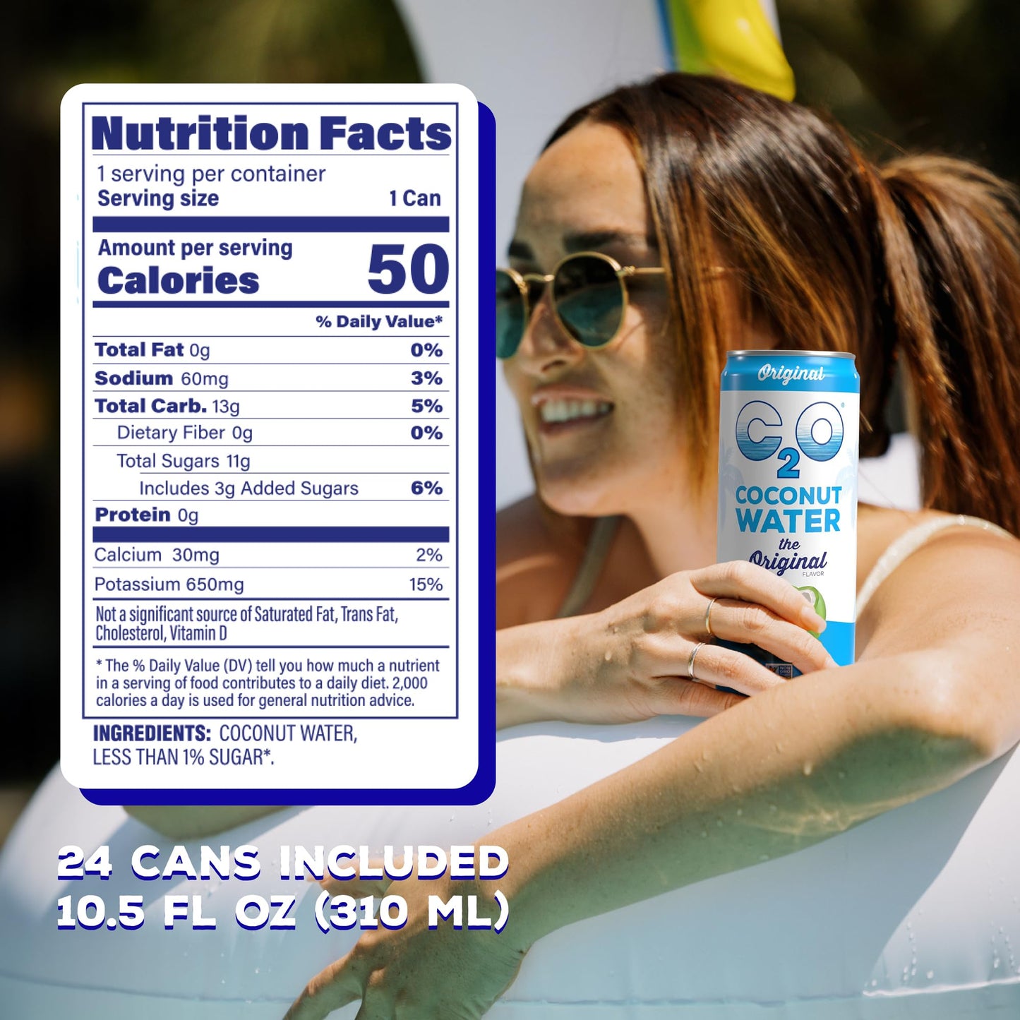 C2O - Coconut Water, The Original Flavor (24 Pack) - Made with Fresh Coconut Water - Plant Based - Non GMO - Canned Water - Natu