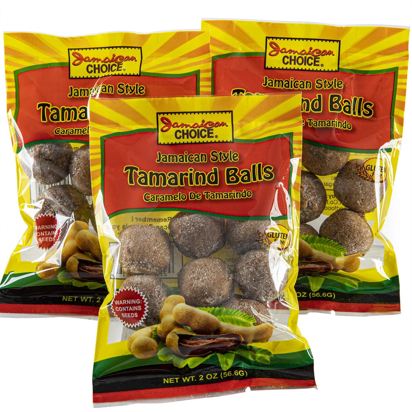Jamaican Style Tamarind Balls, Sweet And Sour, Caramelo De Tamarindo (2 Oz Bags) 3-Pack