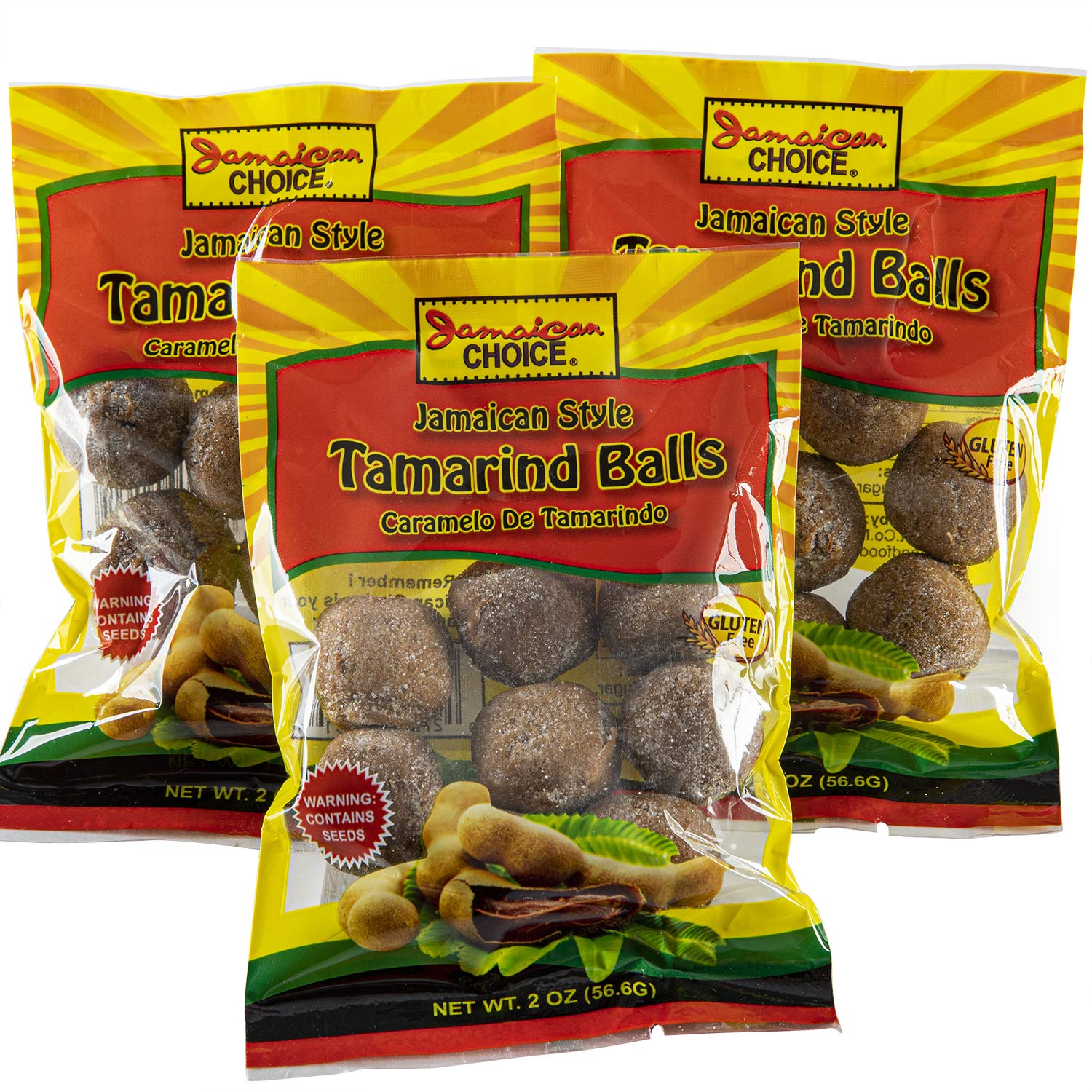 Jamaican Style Tamarind Balls, Sweet And Sour, Caramelo De Tamarindo (2 Oz Bags) 3-Pack