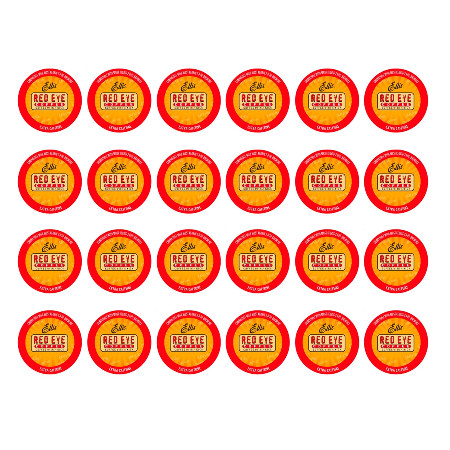 ELLIS COFFEE Red Eye Double Caffeinated Dark Roast Coffee Pods for K-Cups, 24 Ounce (Pack of 1)