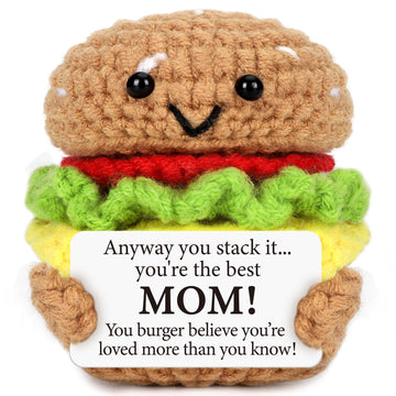 AVBODA Handmade Crochet Burger Toy for Mom - Birthday/Thanksgiving Gift - Colorful Mini Burgers - Model B-016