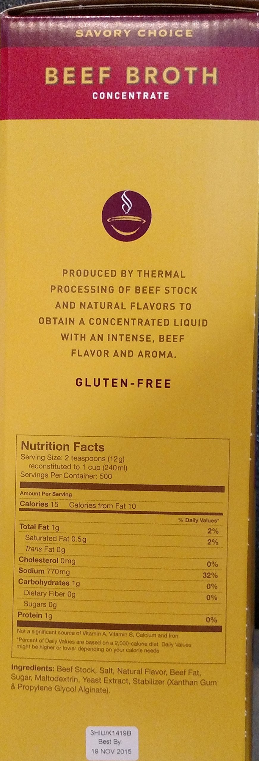 Savory Choice Beef Broth Concentrate - 4.5 Liter (1.19 Gallons) - 20X Concent...