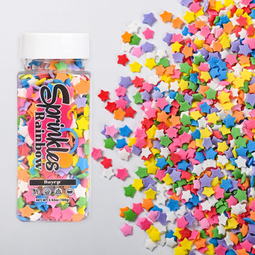 Bayep Rainbow Sprinkles For Cake Decorating Star Bulk Candy For Ice Cream, Cookies, Baking, Cupcake Topper Colorful Sprinkles Pe