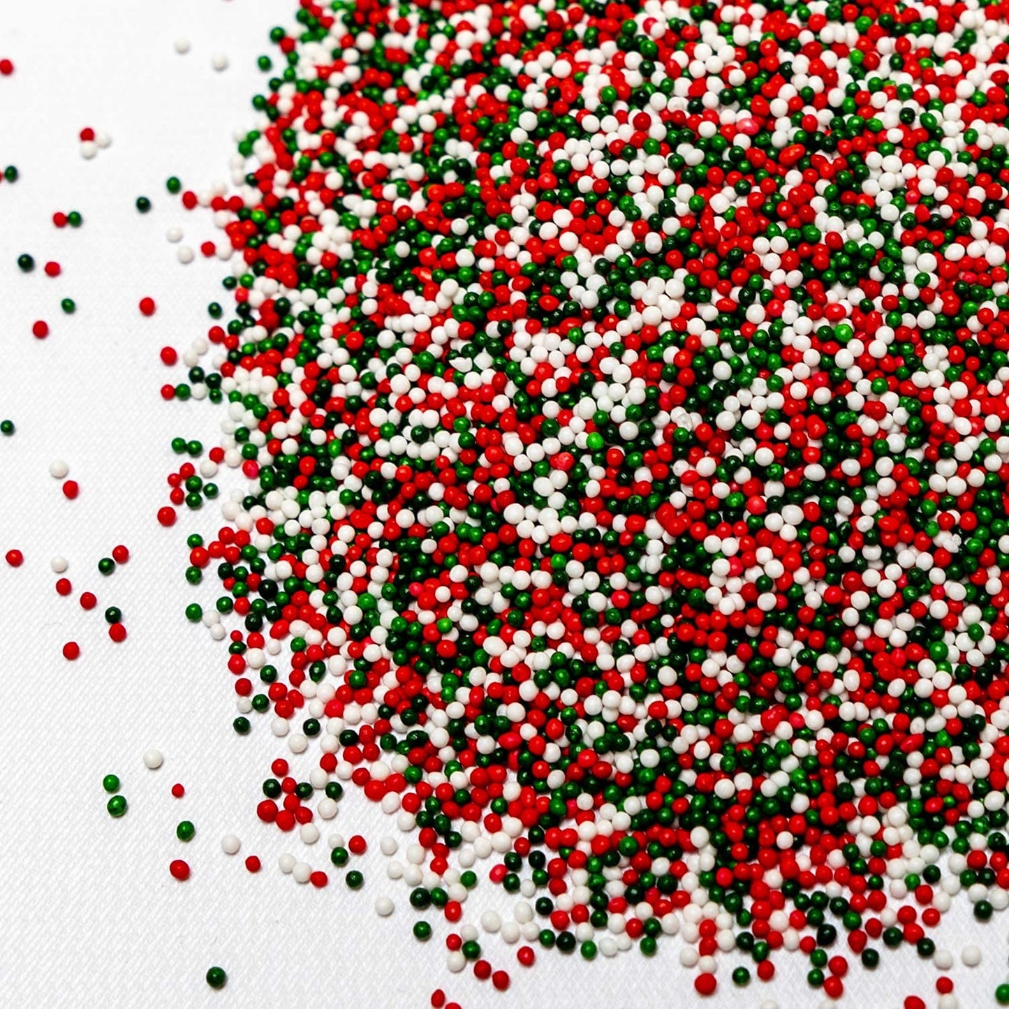 Christmas Jingle Mix Nonpareils  Red  Green and White Sprinkles  Bulk Size (1lb. Resealable Zip Lock Stand Up Bag)