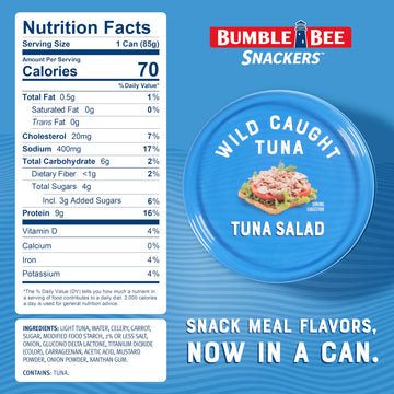 Bumble Bee Snackers - Tuna Salad, 3 oz Easy Open Can - 9g Protein per Serving - Wild Caught Skipjack Chunk Light Tuna Pack - No