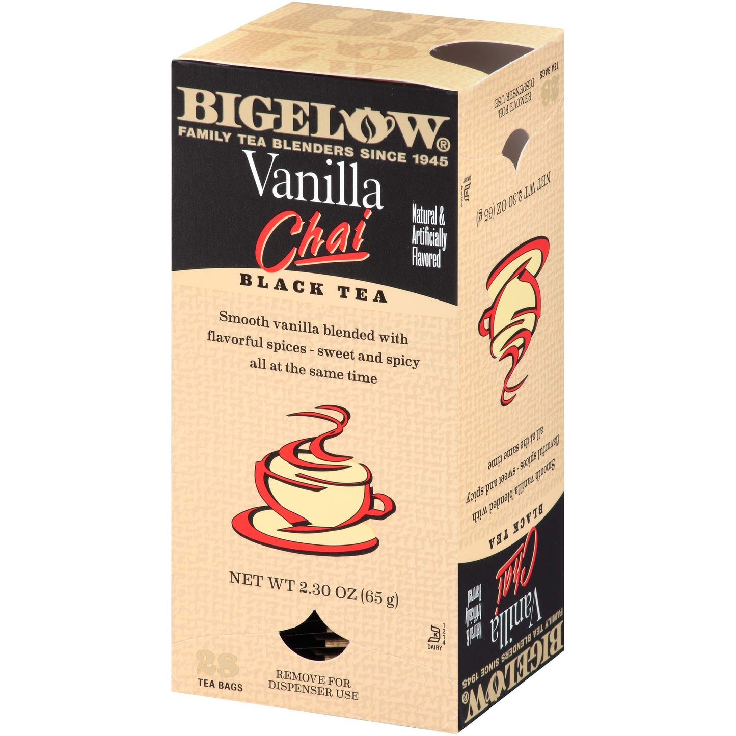 Bigelow Vanilla Chai Tea Bags 28-Count Box (Pack Of 1) Black Tea Bags With Spices And Vanilla Flavor Rich In Antioxidants