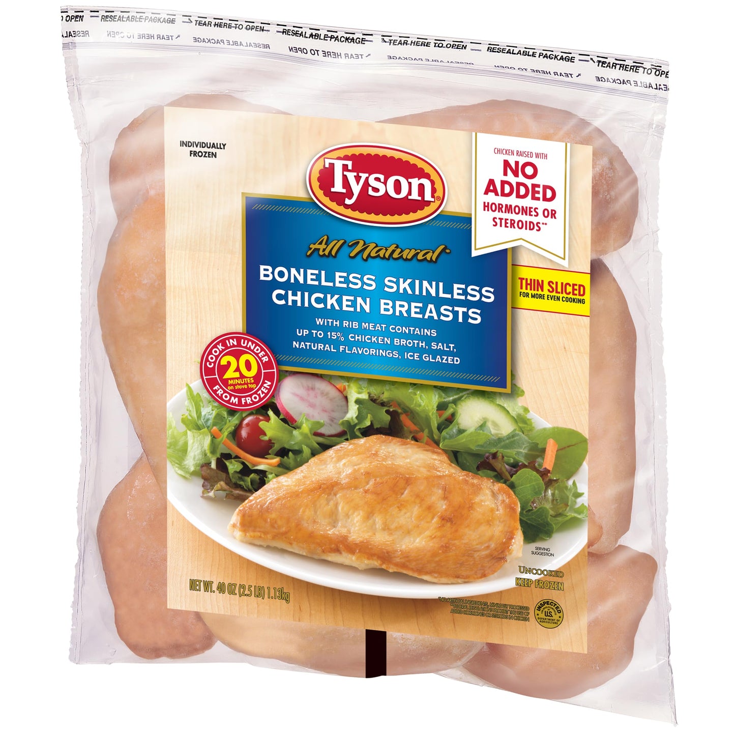 Tyson Boneless Skinless Chicken Breasts, Frozen, 2.5 Lb