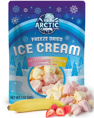 Arctic Farms Freeze Dried Ice Cream Bits Bagged And Boxed - Does Not Melt (Strawberry Banana Mix)