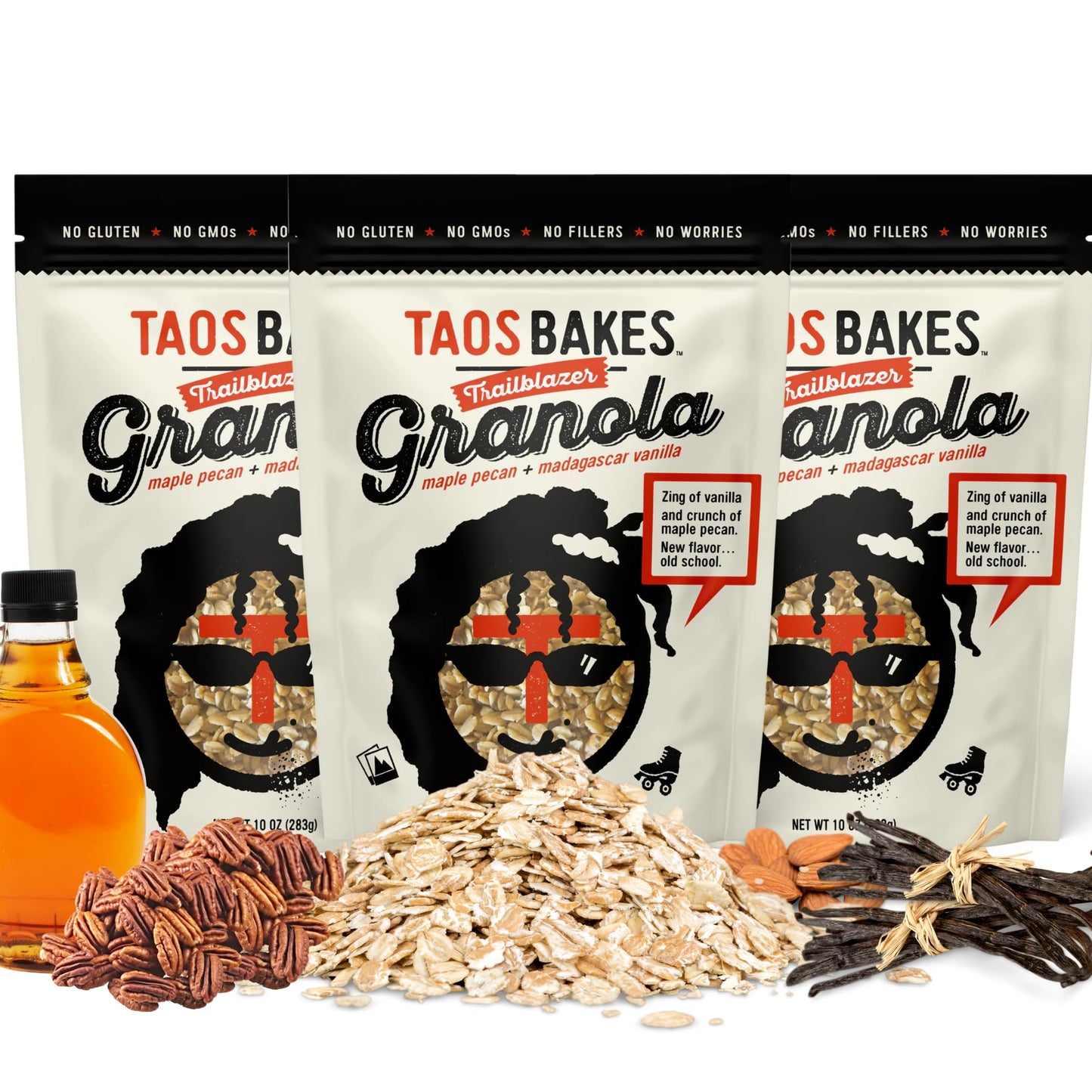 Taos Bakes - Maple Pecan & Madagascar Vanilla Granola - Crunchy Granola Breakfast Snack - Gluten Free, No GMOS, No Fillers - 10 